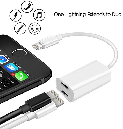 iPhone X Lightning Adapter&amp; Splitter, Dual Lightning Adapter Splitter for iPhone X 8plus 8 7plus 7, Apple Earphone Audio&amp; Charge Splitter Compatible with iOS 10.3 or Later [iOS 11] – Wefunix