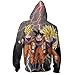 DXdesign Unisex Teenagers Dragon Ball Z Zip-Up Fashion Style Hoodies Creative Printed 3D Sweatshirt Cosplay Coat (Black, X-Large)