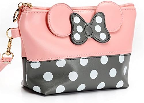 Loodial Portable Travel Kit Toiletry Pouch PU Cosmetic Makeup Organizer Bag with Zipper (Pink)