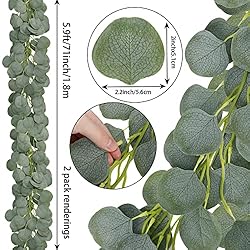 JPSOR 5 Pack Artificial Eucalyptus Garland Greenery