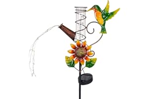 HOBYLUBY Rain Gauge Outdoor, Solar Hummingbird Rain Gauges, Rust-Proof Fallrain Gauge for Yard, Lawn Pathway, Passage, Patio
