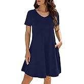 KORSIS Dresses for Women Casual T-Shirt Summer Short Sleeve Loose Comfy Dress Swing Flowy Beach Vacation Sundress with Pocket