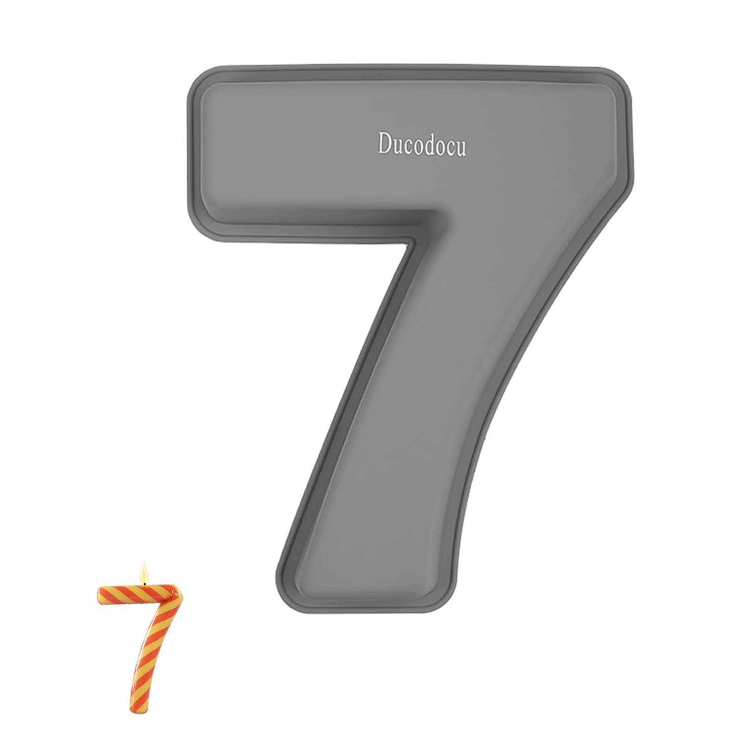 Photo 1 of Ducodocu Silicone Cake Pans 3D Large Number Cake Mould Novelty Cake Tins DIY Baking Mold for Birthday Wedding Anniversary 10 inch Number of 7
