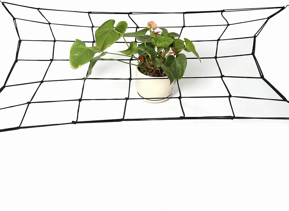SAIrch Net Trellis, Potted Support Tool,Trellis Netting Plant Net Includes 4 Steel Hooks and 49 Growing Spaces for Grow Tents Garden.