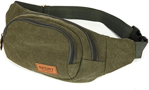 Mens Canvas Pocke Outdoor Sports Canvas Waist Pack Green