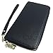 Womens RFID Blocking Large Capacity Leather Clutch Zipper Card Wallets Black