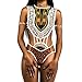 Women's African Tribal Print Bikini High Cut Monokini One Piece Swimsuit Backless Swimwear