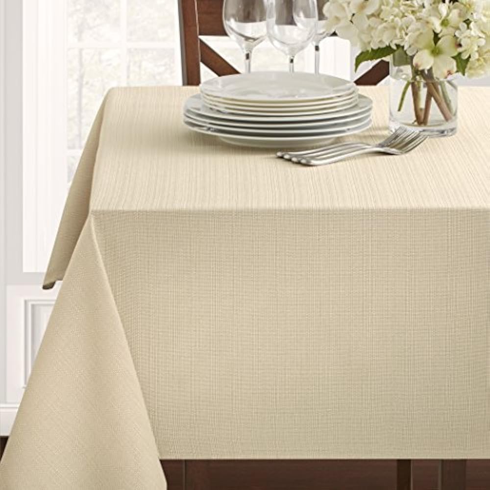 Cameron Heavy Weight Fabric Tablecloth, 52" X 70" Rectangular, Flax