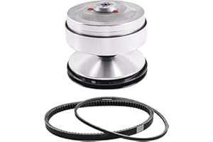 loosoo Golf Cart Drive Clutch w/Drive&Starter Belt, Compatible with Club Car DS/Precedent/Carryall/Turf Gas Models 1997-up with Kawasaki Engines, Silver Drive Clutch Assembly, Replace# 101833902