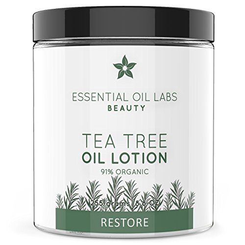 Essential Oil Labs Beauty â€˜Restoreâ€™ Tea Tree Oil Lotion 8.8 oz, 91% Organic Ingredients, Restorative Lotion Infused with Tea Tree Essential Oil, Moisturizing Relief