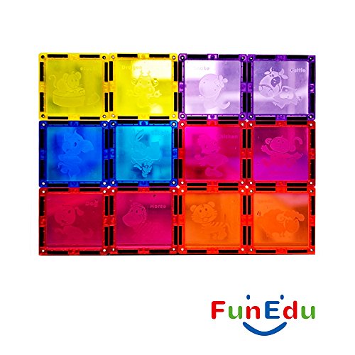 100-piece Magnetic tiles Building Blocks Toys Set, Super Strong Magnets, Vivid Clear Color Tiles, Two Wheel Bases, Four Windows, for toddlers kids. - Thumbnail 4