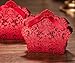 Doris Home 100 Pack Red Laser Cut Wedding Party Favor, Wedding Gift Bags Chocolate Candy and Gift Boxes with Ribbons for Baby Shower, Bridal Shower, Christmas,Company Party,Birthday, Festival Favors