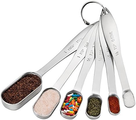 Plataplus Stainless Steel Measuring Spoons for Dry and Liquid Spices, Set of 6