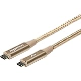 Amazon Basics 1 foot Nylon USB-C to USB-C 3.1 Gen 2 (10Gbps) Fast Charging Cable, Gold