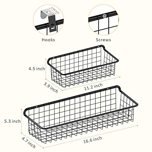 Wall Basket, Warmfill 6 Pack Metal Wall Mount Basket with Hooks Screws