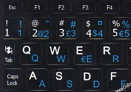 NETBOOK SWEDISH-FINNISH - ENGLISH KEYBOARD STICKERS BLACK BACKGROUND FOR MINI LAPTOPS