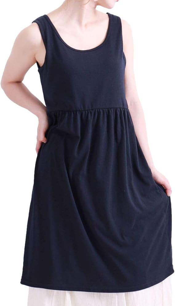 Amazon ゴールドジャパン 大きいサイズ レディース カップ 付き タンク ノースリーブ ワンピース 無地 Suri 2147 5l ネイビー ワンピース チュニック 通販