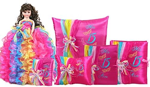 Quinceanera Complete Set Doll Guest Book Kneeling Tiara Pillow Photo Album Bible Q1055 (Basic set + English bible)