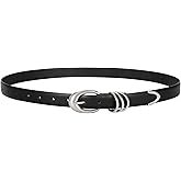 LEACOOLKEY Women's Leather Belt for Jeans Dress Pants Fashion Ladies Leather Belt with Gold Buckle