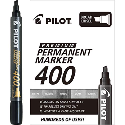 PILOT Premium 400 Permanent Markers, Broad Point Chisel Tip, Black Ink