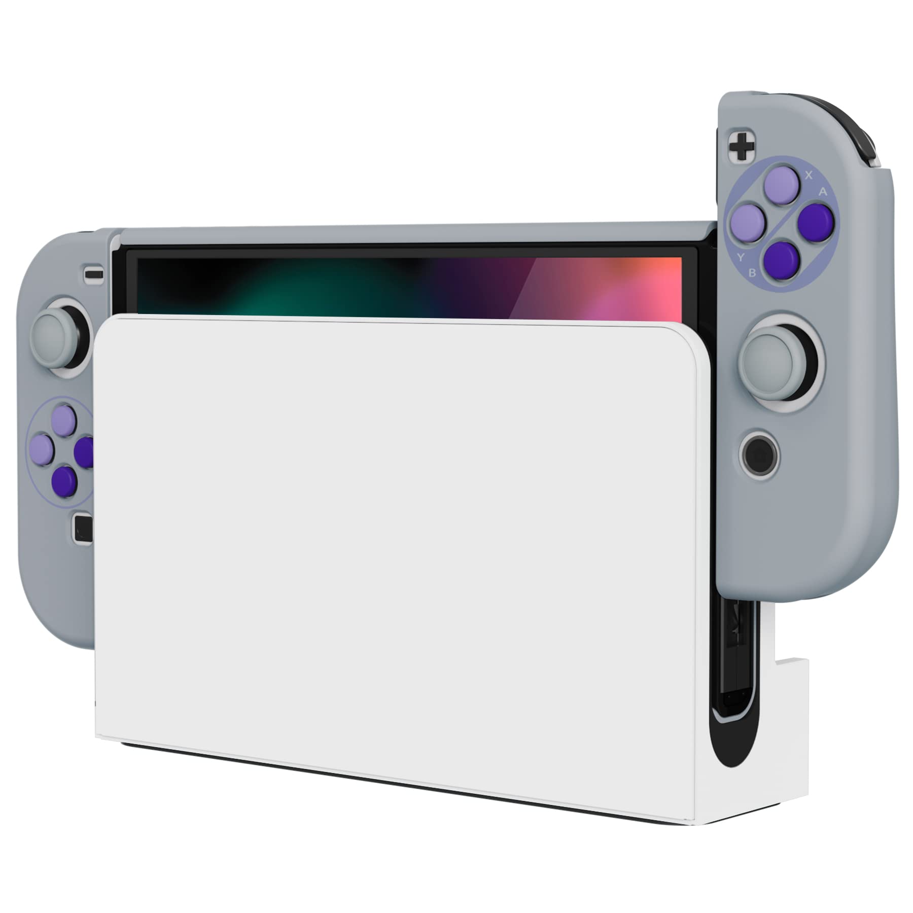playvital AlterGrips Protective Slim Case for Nintendo Switch OLED, Ergonomic Grip Cover for Joycon, Dockable Hard Shell for Switch OLED w/Thumb Grip Caps & Button Caps