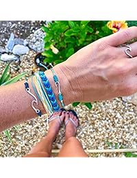 RIOSO Wave Strand Bracelet Set Waterproof Wax String Braided Rope Summer Beach Surfer Friendship Anklet Bracelets