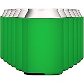 TahoeBay Blank Beer Can Cooler Sleeves Bulk Sublimation Blanks for Vinyl Plain Collapsible Foam Can Sleeves Coolers for Soda Cans and Bottles Custom Drink Holder Assorted Solid Color (Kelly Green)