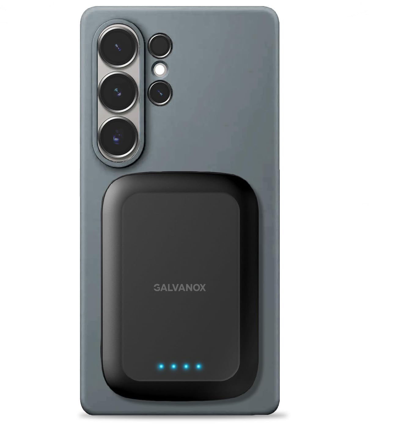 GALVANOX Magnetic Power Bank for Samsung Phones (15W) Wireless Charging Battery Pack for Android, Galaxy S24 S25 Plus, Ultra (Compatible with MagSafe Case Required) 5000mAh Portable Charger, Black