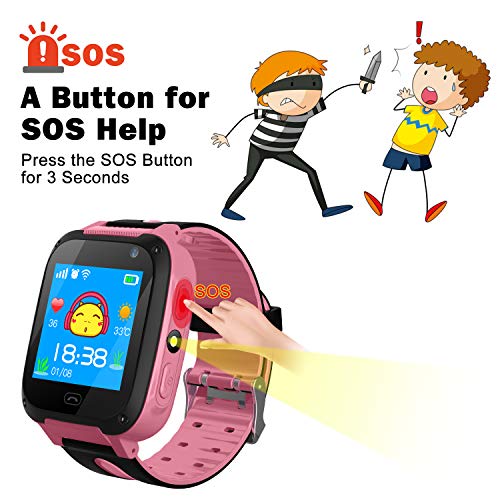 Kids Smart Watch Phone smartwatches for Children with LBS Tracker sim Card Anti-Lost sos Call Boys and Girls Birthday Compatible Android iOS Touch Screen Voice Chat Remote Camera - Thumbnail 3