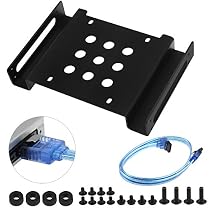 SSD Mounting Bracket | ORICO 5.25 Inch to 3.5 2.5 Inch HDD Drive Bay Mounting Bracket 2mm Aluminum with 16 SSD Screws SATA Cable AC52535 Black