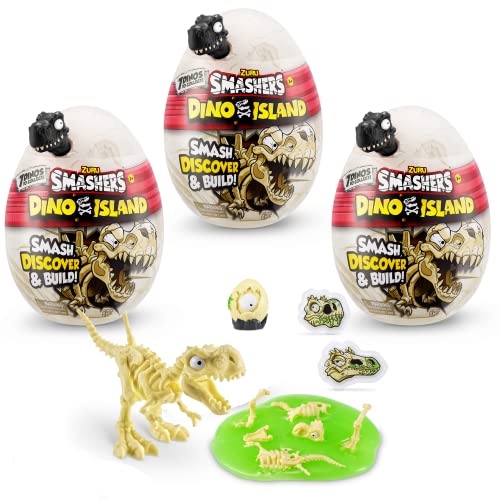 Smashers Dino Island Nano Egg (3 Pack), Collectible Toy, Explorer's Kit, Dinosaur Slime, Includes 3 Surprise Toys, Ages 3+