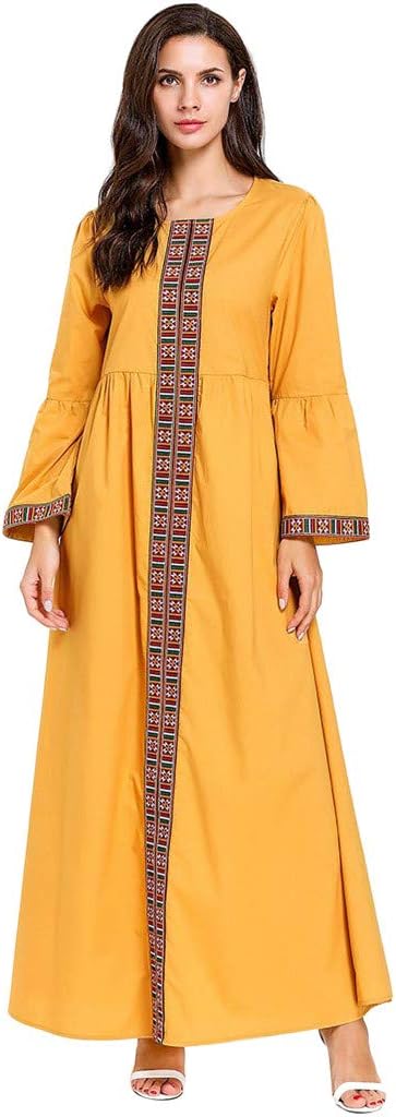 FIRERO Women Muslim Long Dress Spliced Robe Abaya Islamic Dubai Kaftan Ramadan Clothing