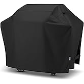 SunPatio Gas Grill Cover 60 Inch, Outdoor Heavy Duty Waterproof Barbecue Gas Cover, UV and Fade Resistant, All Weather Protection Compatible for Weber Charbroil Brinkmann Grills and More, Black