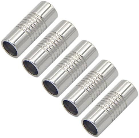 5pcs Stainless Steel Magnetic Clasp,Leather Cord Bracelet End Cap Integral Clasp for DIY Jewelry Making (#3 Stainless Steel Clasp, Fit 8mm Cord)