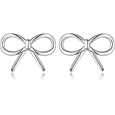 SLUYNZ Sterling Silver Bow Stud Earrings for Women Teens Small Bow Stud Earrings Ribbon Earrings