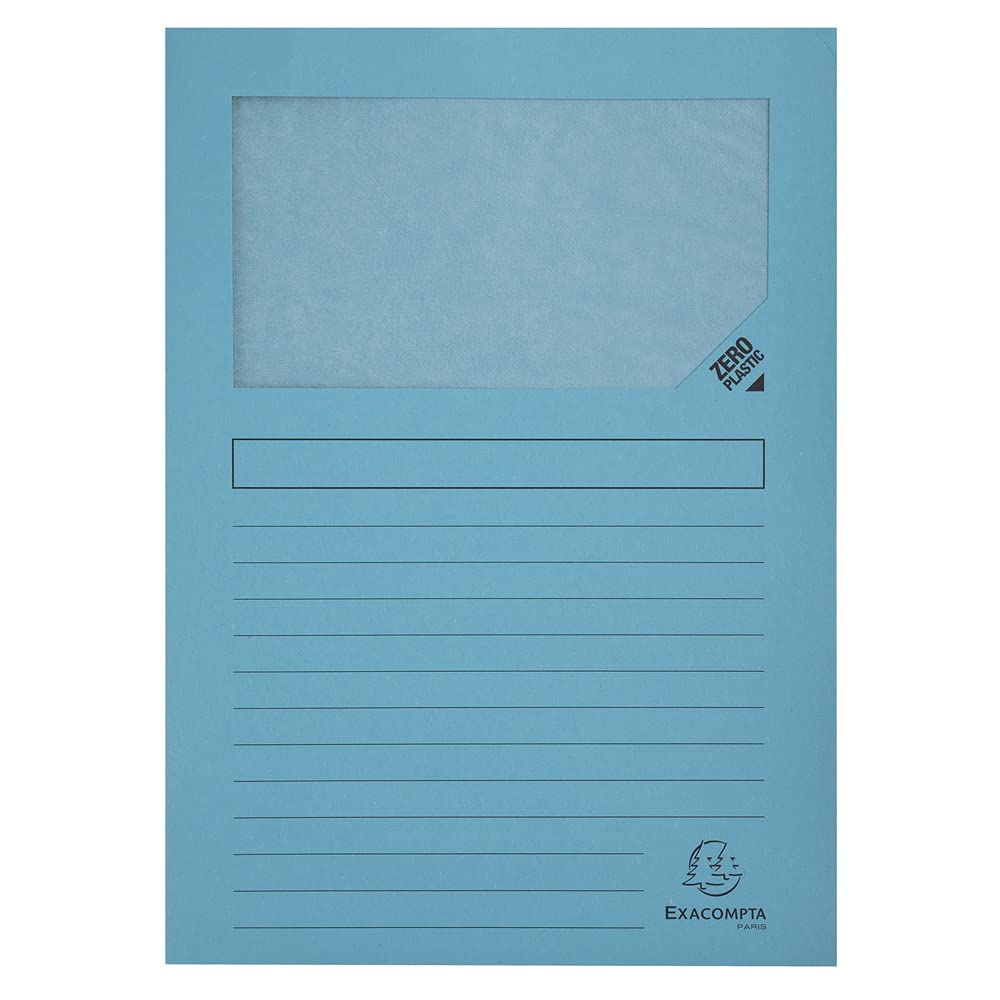 Exacompta - Ref 50252E - Forever Collection - Recycled Window Folders - Suitable for A4 Documents, 120gsm Recycled Board, Blue Angel Certified - Light Blue (Pack of 25)