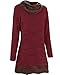 STYLEWORD Women's Long Sleeve Drape Scarf Neck Patchwork Casual Tunic Top(Wine,XL)