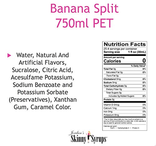 Jordan's Skinny Dessert and Ice Cream Sugar Free Syrup Collection 750 ml 2 Bottles (Banana Split)