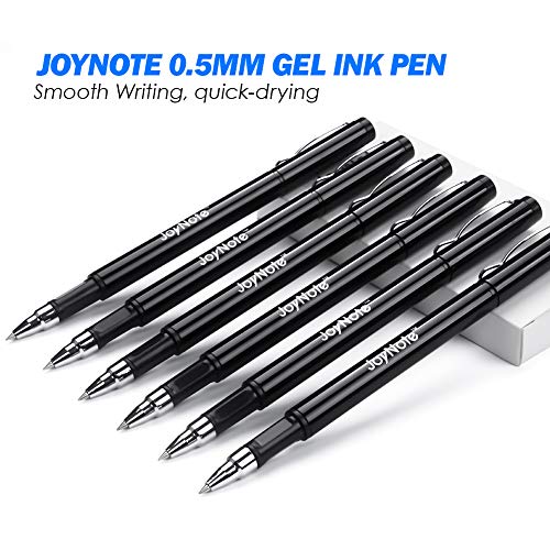 JoyNote Black Gel Pens, 6 Pack Fine Point Writing Pen for Office, 0.5mm