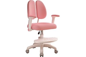 CUTEAM Upgraded Children Desk Chair with 360 Degree Wheels, Height Depth Adjustable Kids Computer Chair, Cute Children Study Chair for Home, School and Library (Pink)