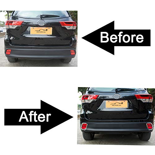 Senzeal ABS Chrome Rear Fog Light Lamp Frame Cover Trim for Toyota Highlander 2015 2016 2017 2018 2019 2PCS - Thumbnail 5