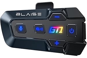 Logto Blasie GT1 Motorcycle Helmet Bluetooth Headset Intercom 2 Riders Music Share Helmet Communication System IPX6 Waterproof (Single Pack-Black)