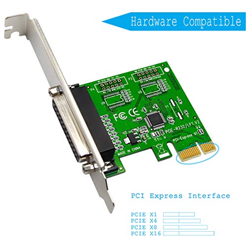 Ubit PCI Express to DB25 LPT Printer Card 25 pin Interface Card Express Dual Profile Parallel Adapter Card - SPP/EPP/ECP - 2X DB25 IEEE 1284 PCIe Parallel Card