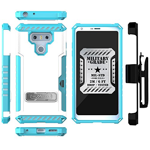 LG G6 Case, Trishield Durable Shockproof Rugged Full Body Protection Armor Phone Cover With Built in kickstand Card Slot Belt Clip Holster Screen Protector Lanyard Loop Parasailing