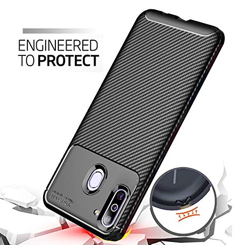TheGiftKart Rugged Carbon Fibre Samsung Galaxy M11 Armor Back Cover Case | Shockproof & Protective | Stunning Minimalist