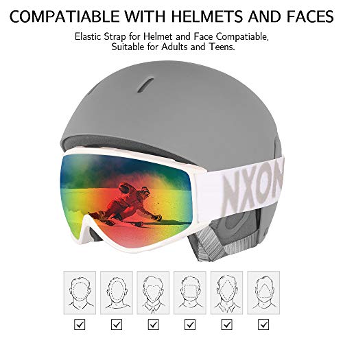NXONE Snow Goggles Anti-Fog UV Protection Snowboard Goggles Dual Layer Lens TPU Frame Ski Goggles for Men Women Red Lens