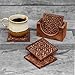Store Indya Set of 4 Handmade Wooden Coasters Absorbent Cool Drink Coasters with Holder Unique Bar Decor Accessories Best Housewarming Gift (Design 13)