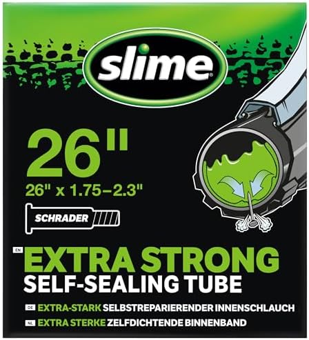 30059 Bike Inner Tube with Slime Puncture Sealant, Self Sealing, Prevent and Repair, Schrader Valve, 47/57 -559mm (26"x1.75-2.3")