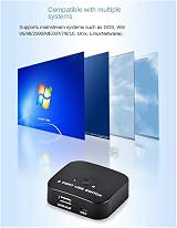 Durratou USB KVM Switch 2 Computers Keyboard Mouse Printer Sharer view 3