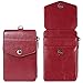 Teskyer Badge Holder with Side Zip Pocket, Multiple Card Slots Leather ID Holder Wallet with Neck Lanyard for Office Staffs, Teachers/Students, Couriers, Workers, Red